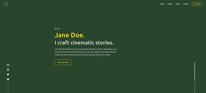 design a cinematic photography website portfolio for filmmakers