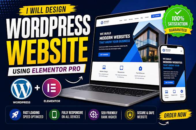 design a modern responsive wordpress website using elementor pro