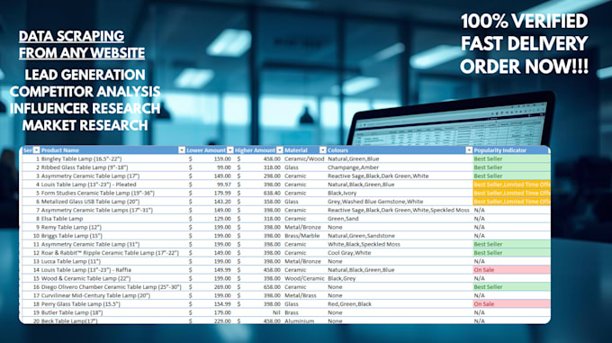 provide expert web scraping, data extraction and custom web research