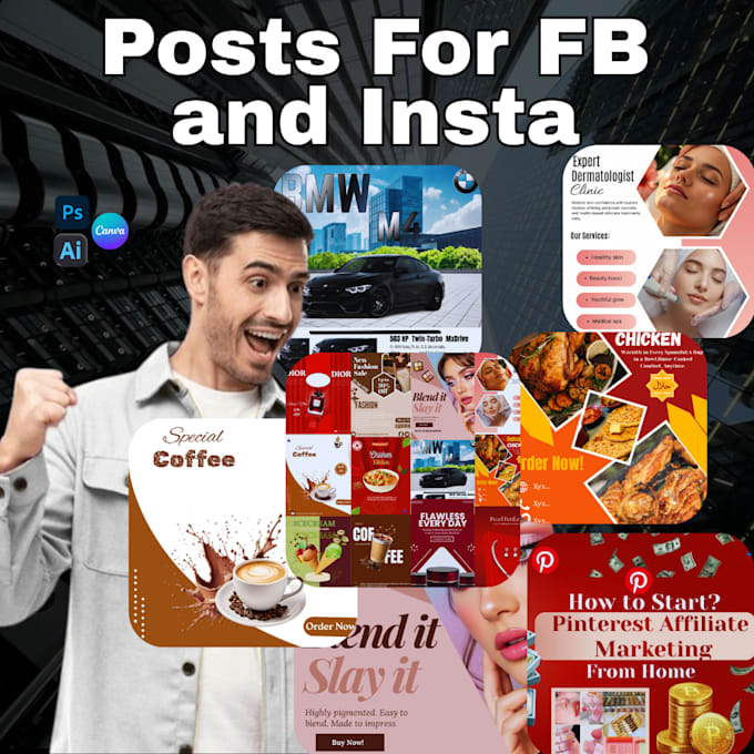 design brand identities and flyers for insta and fb
