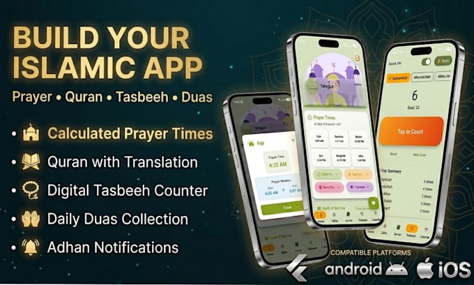 develop a complete islamic prayer times flutter app