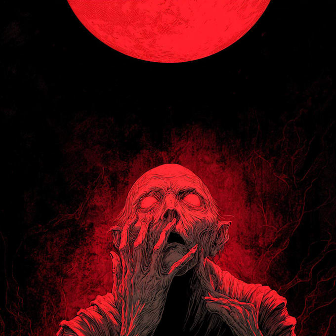 make a horror illustration, artwork, dark cover