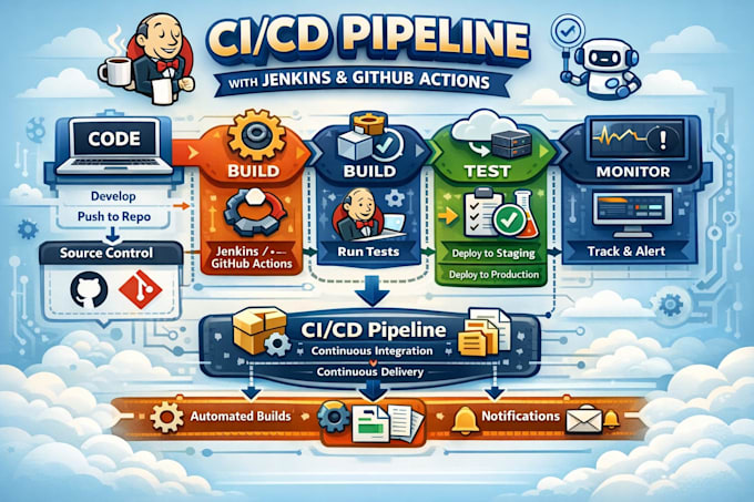 setup cicd pipeline using jenkins or github actions