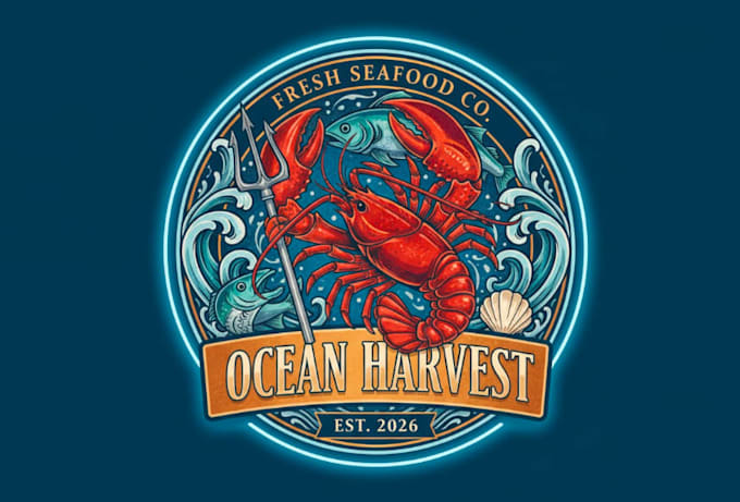 make awesome and gorgeous seafood logo design