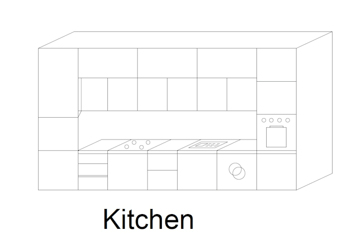 draw kitchen 2d and 3d