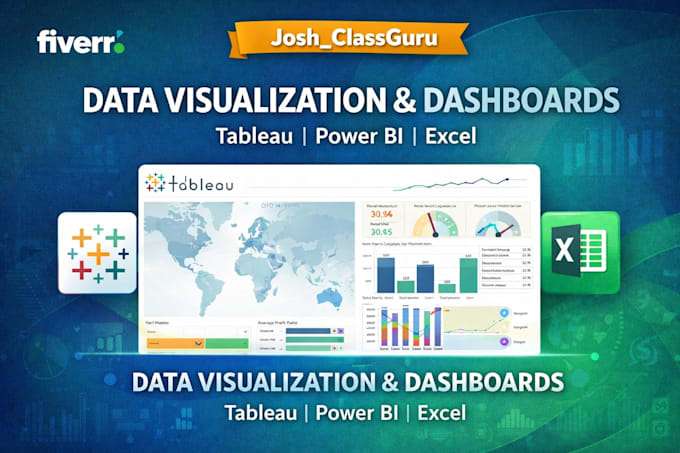 create interactive tableau, power bi, and excel dashboards