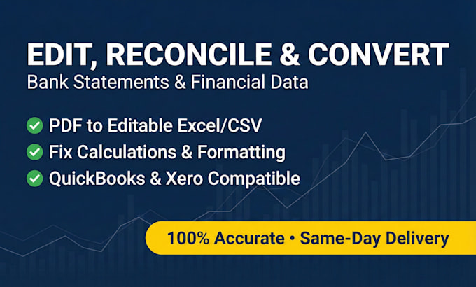 reconcile and convert bank statement PDF to editable format, excel, CSV