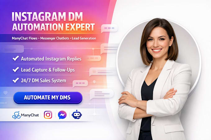 setup manychat flows and sequences chatbot for instagram messenger dm automation