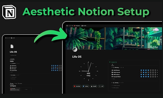 do custom notion template, notion dashboard, notion workspace, notion setup