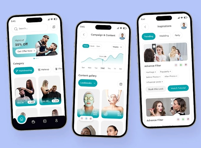 develop beauty salon booking app, spa appointment, barber training website
