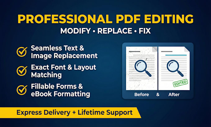 professionally change or replace in PDF documents, forms, and books