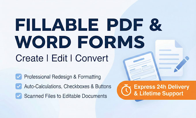 create, redesign, or convert editable fillable PDF forms and word