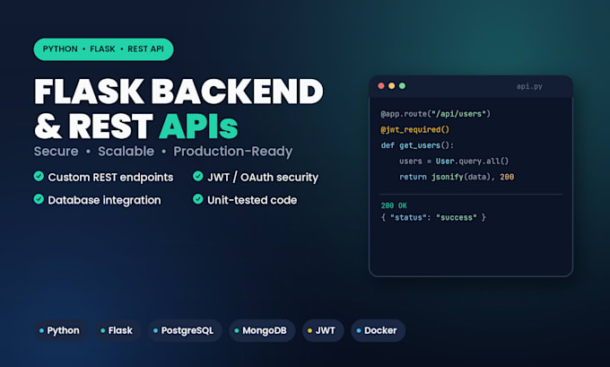 build a python flask backend and rest api