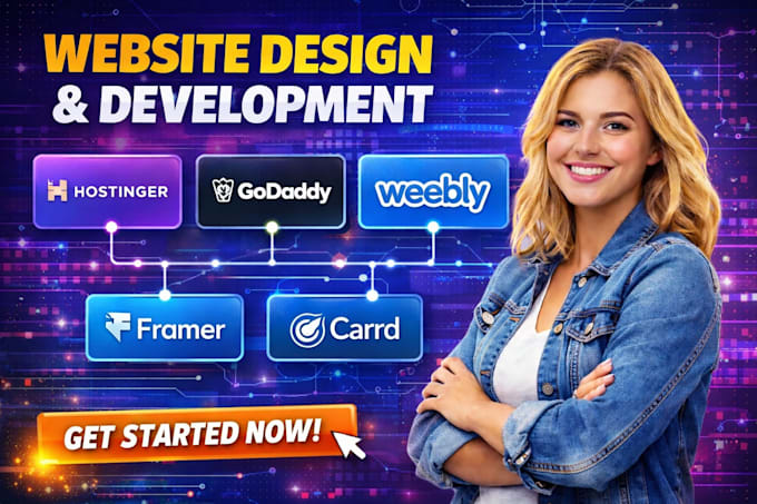 design website on hostinger godaddy weebly framer carrd website development