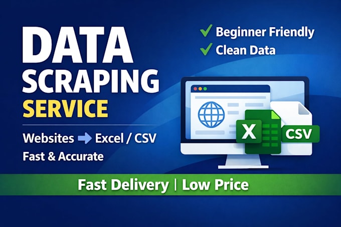 do web data scraping and data extraction to excel or CSV