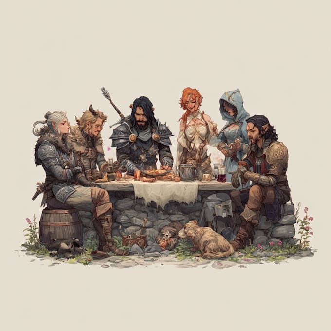 Design custom dnd party portraits and group art by Squirreki | Fiverr