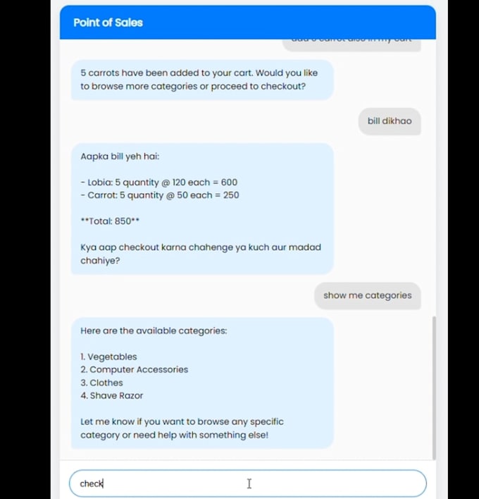 create a smart ai pos chatbot for retail and ecommerce