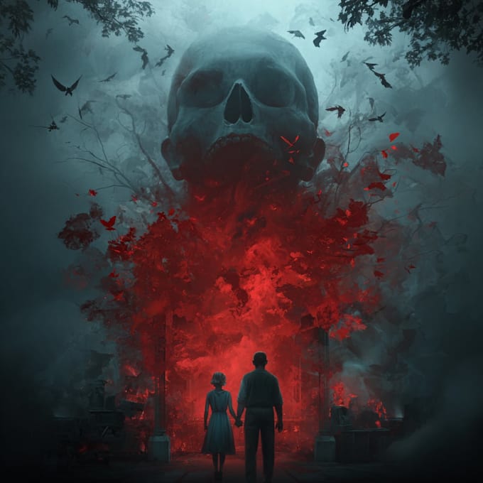 make a horror style illustration, artwork, cover
