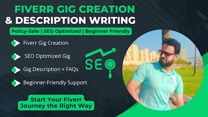 write an SEO optimized fiverr gig title, description and faqs