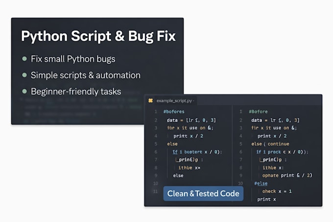 write simple python scripts or fix small python bugs
