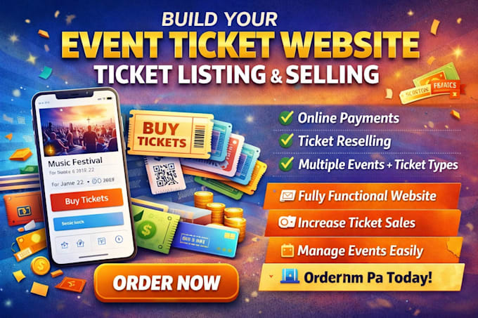 develop, design ticket listing website, event ticket selling reselling website