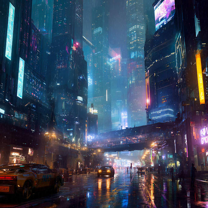 draw cyberpunk futuristic city