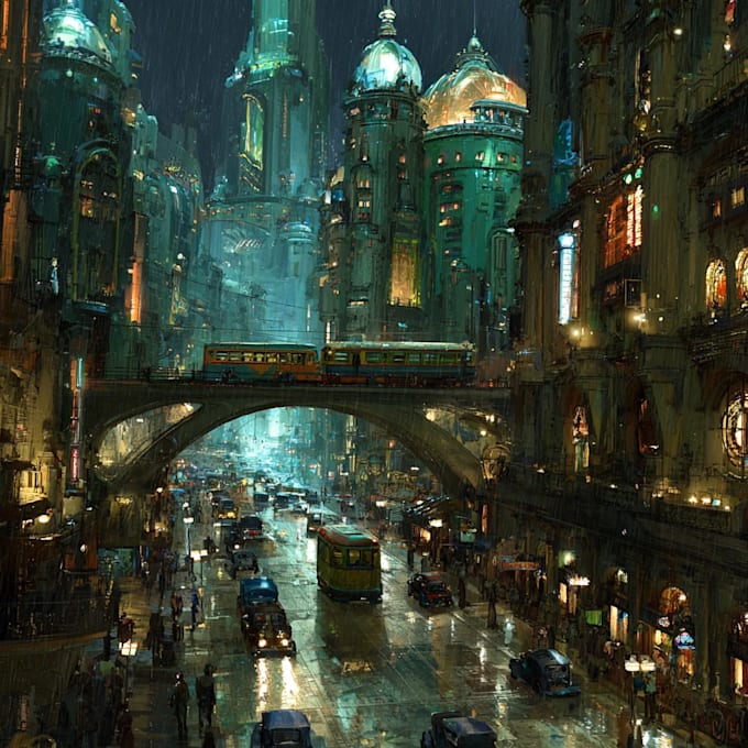 do cyberpunk futuristic city art