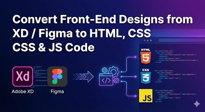 convert figma and xd designs to responsive HTML CSS js
