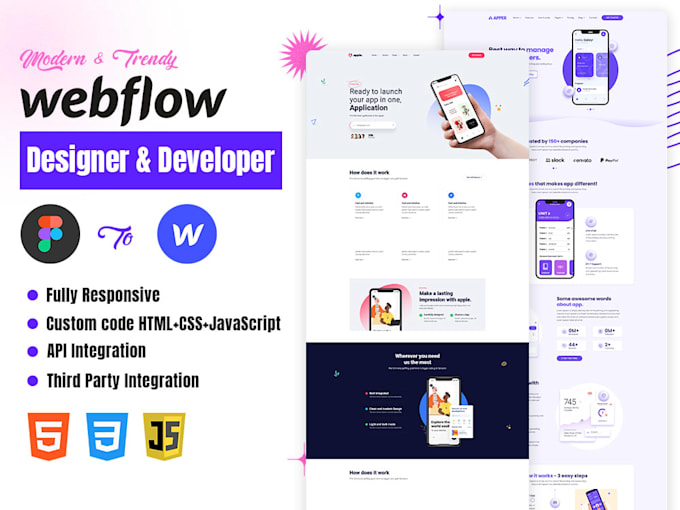 customise webflow template, fix design webflow website as developer