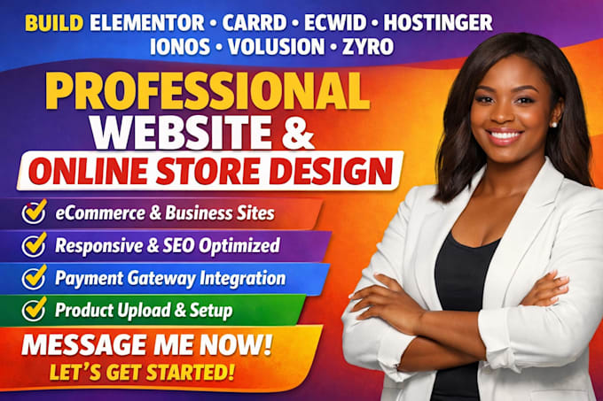 build elementor carrd ecwid hostinger ionos volusion zyro website strore design