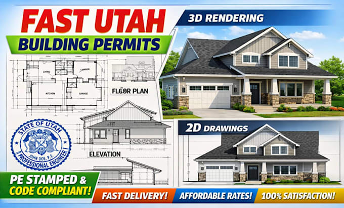 fast utah building architectural permit drawing with pe stamp code compliance