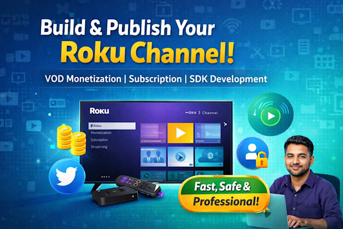 help develop and publish roku channel or app sdk, vod monetization, subscription