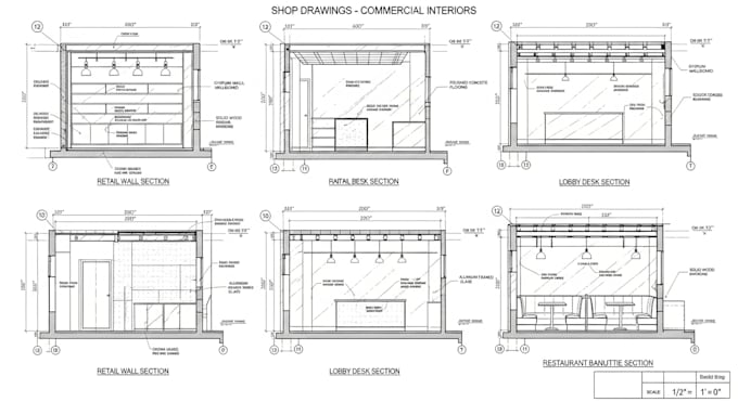 Prepare detailed shop drawings for commercial interior sections by ...
