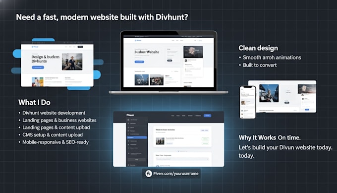 create responsive divhunt landing page website for you