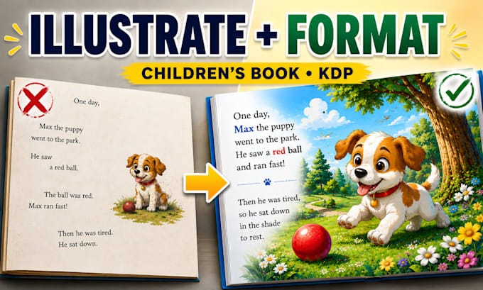 illustrate and format your children book for KDP, fix kdp errors