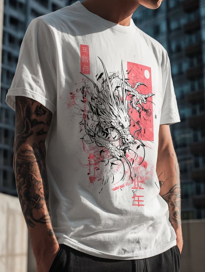 draw japanese illustration for t shirt