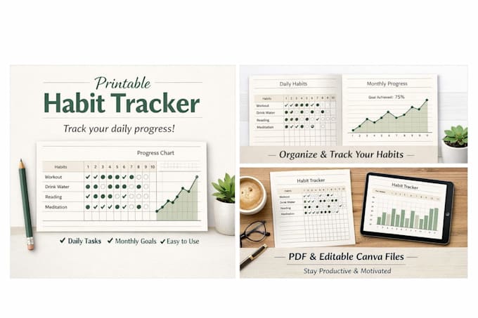 Habit tracker with progress chart by Ayoub_ahmar | Fiverr