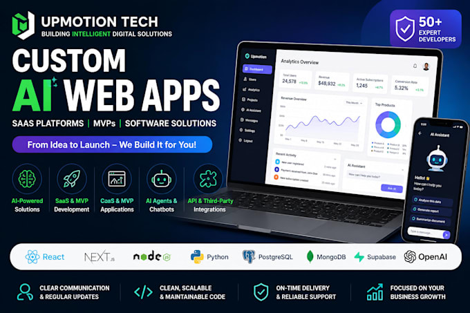 build a custom ai web application, saas, or business software