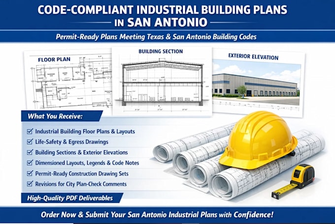 provide code compliant industrial building drawings in san antonio