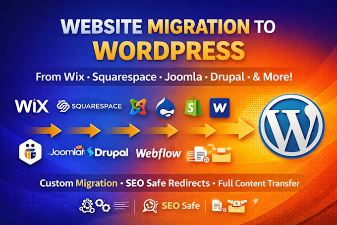 migrate joomla drupal webflow samcart squarespace to wordpress website migration