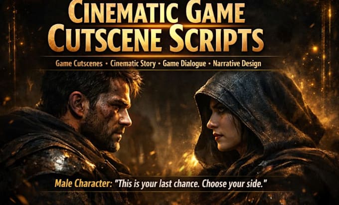 write cinematic video game cutscenes and storydriven scripts