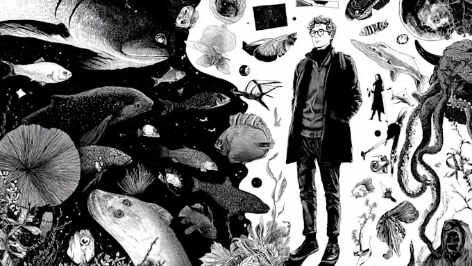create a black and white pen and ink illustration