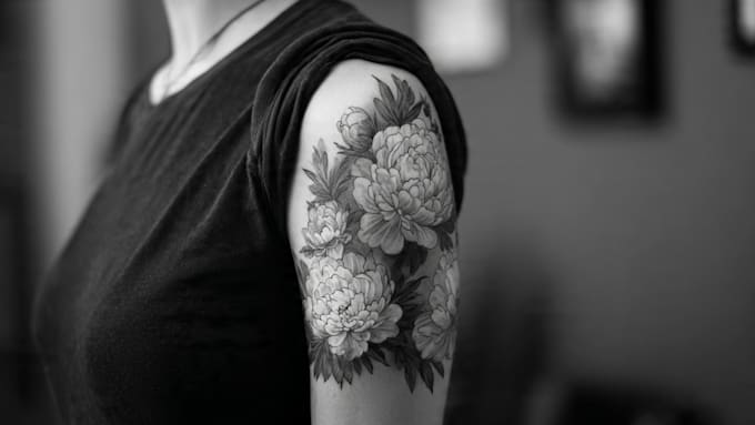 create a black and white tattoo design