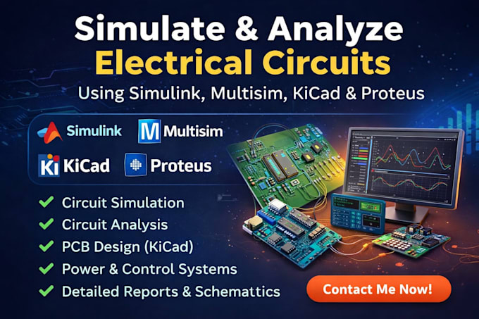 Electrical circuit simulation and analysis in simulink, multisim, kicad ...