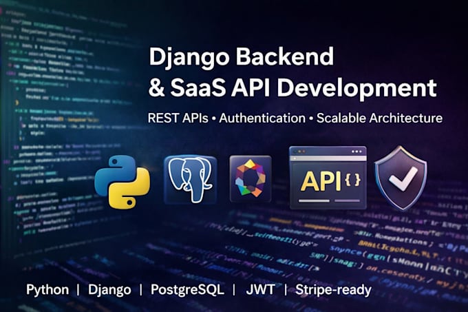develop django backend and frontend rest apis, saas logic, database