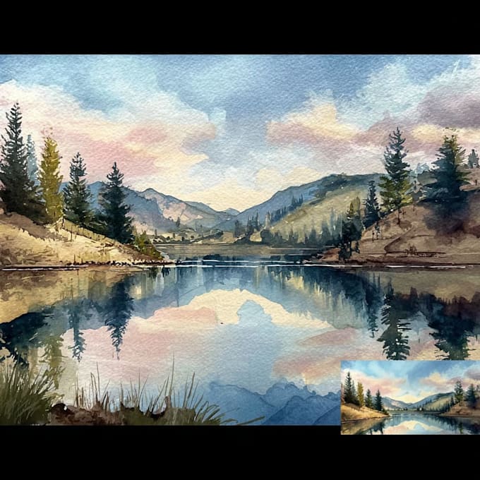 make an original impressionism watercolor landscape artwork for you