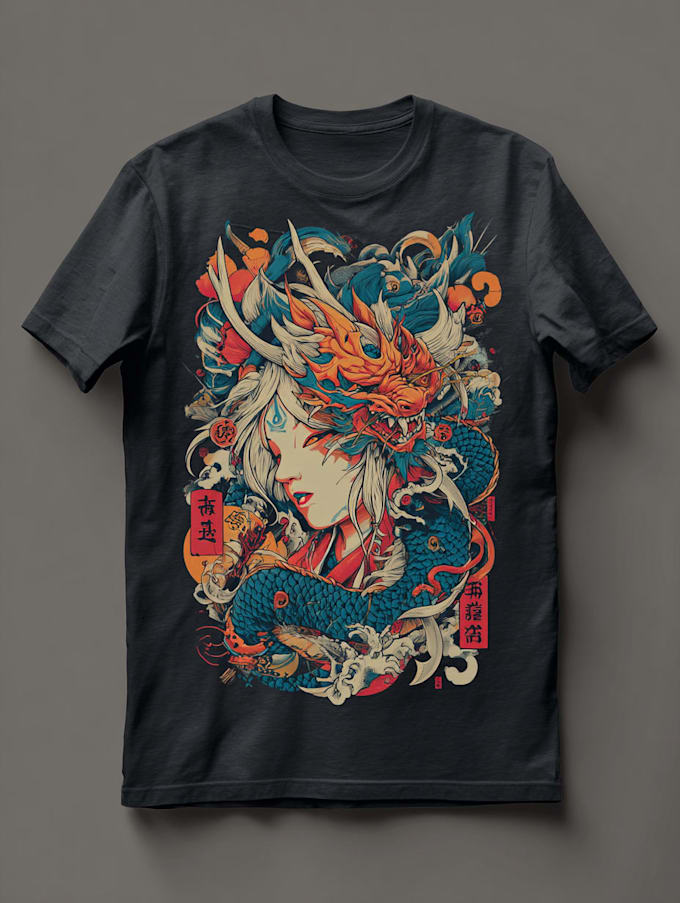make a japanese t shirt illustration