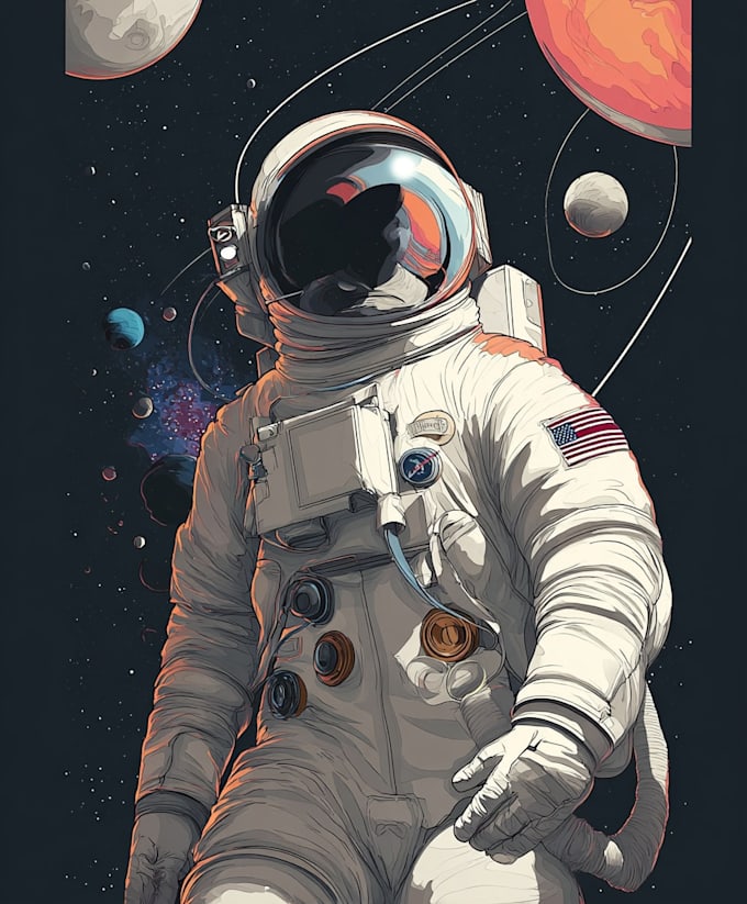 create stunning astronaut illustrations for posters, nfts