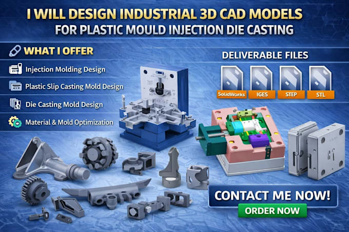 design industrial 3d cad models for plastic mould injection die casting