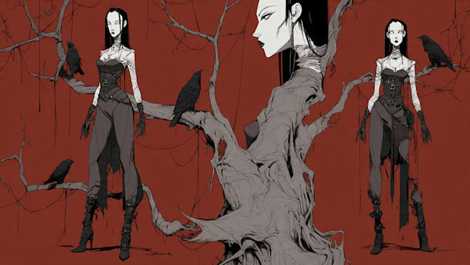 draw horror and gothic line art illustrations
